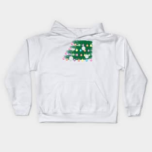 Green Leaves, Colorful Light Bunting and Silver Ornaments Kids Hoodie